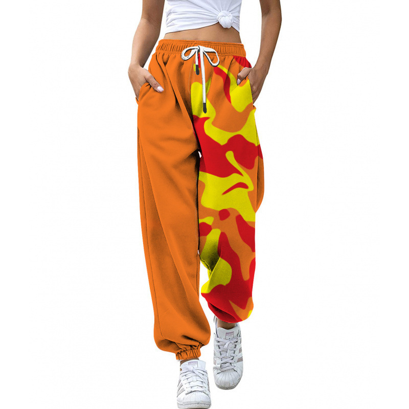 Euro American 2024 Autumn Casual Leg Tight Printed Slimming Sports High Waist With Rope
