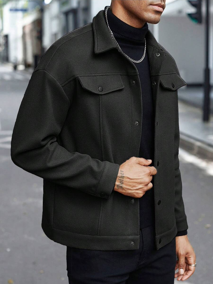 European And American Amazon Temu Autumn And Winter New Style Men's Woolen Lapel Jacket