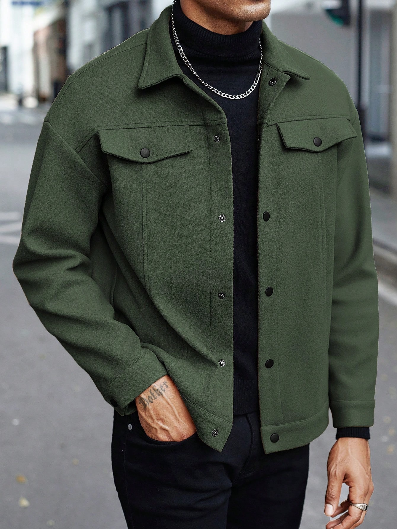 European And American Amazon Temu Autumn And Winter New Style Men's Woolen Lapel Jacket