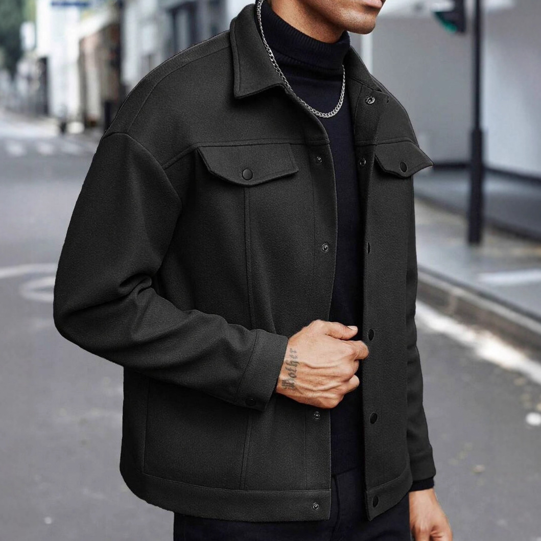European And American Amazon Temu Autumn And Winter New Style Men's Woolen Lapel Jacket