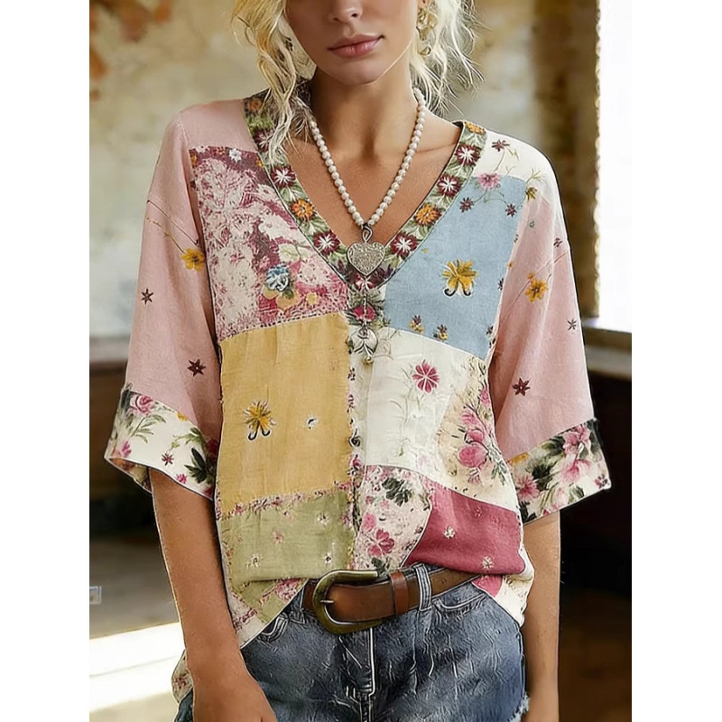 European And American Bohemian-style Womens Wide-fit T-shirt