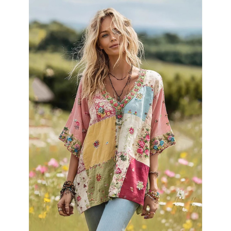 European And American Bohemian-style Womens Wide-fit T-shirt