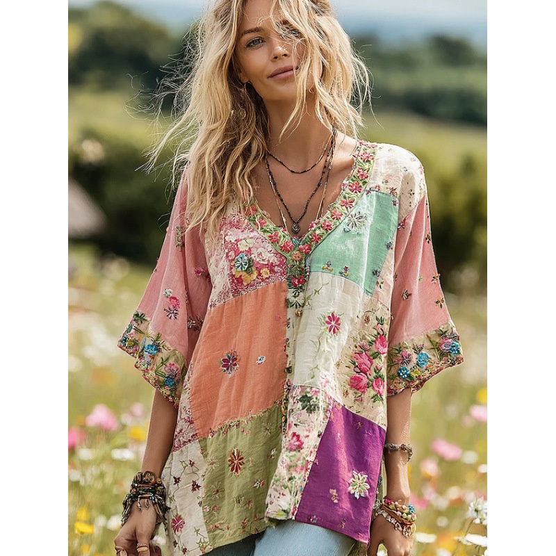 European And American Bohemian-style Womens Wide-fit T-shirt