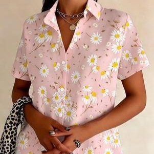 European And American Casual Short-Sleeved Floral Tops And Shirts, New Summer Women's Tops