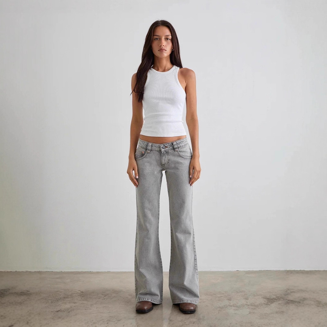 Európai és amerikai export Aliexpress Amazon Stretch Slim Pure Color Mikro-kiszélesedő farmer
