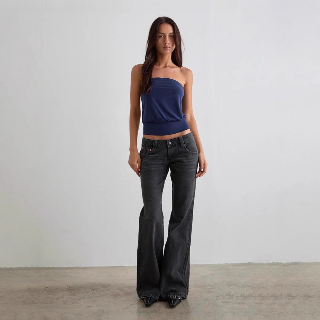 Europäischer und amerikanischer Export Aliexpress Amazon Stretch Slim Pure Color Micro-Flared Denim