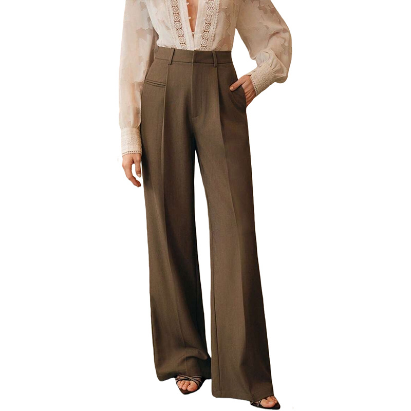 European And American High-Waisted Wide-Leg Women's Straight Casual Amazon Spring And