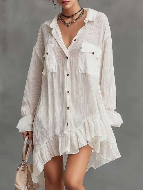 European And American Independent Station Retro Oversized Ruffle Skirt Mini Skirt