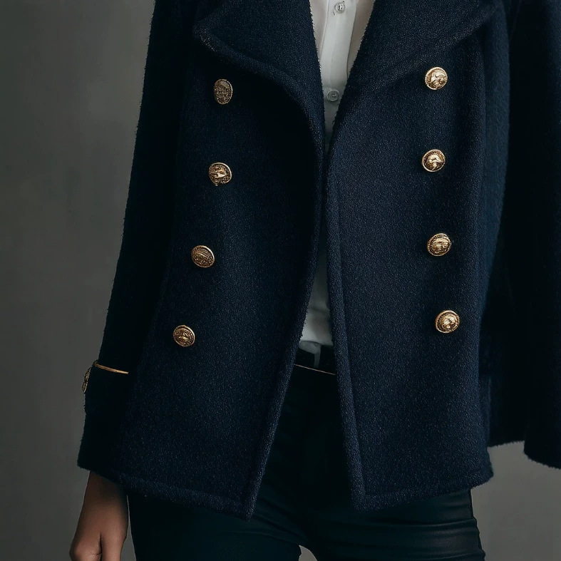 European And American Retro Nautical-style Wool Coat