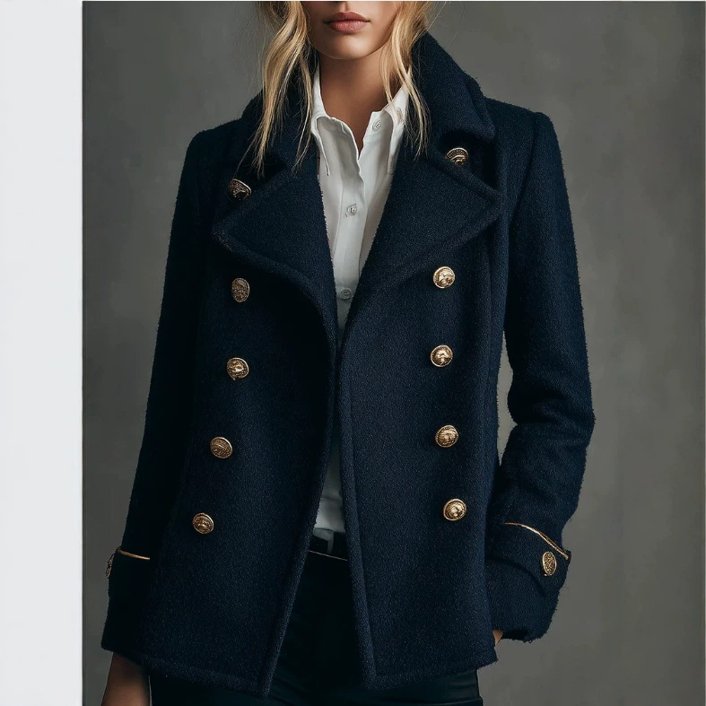 European And American Retro Nautical-style Wool Coat