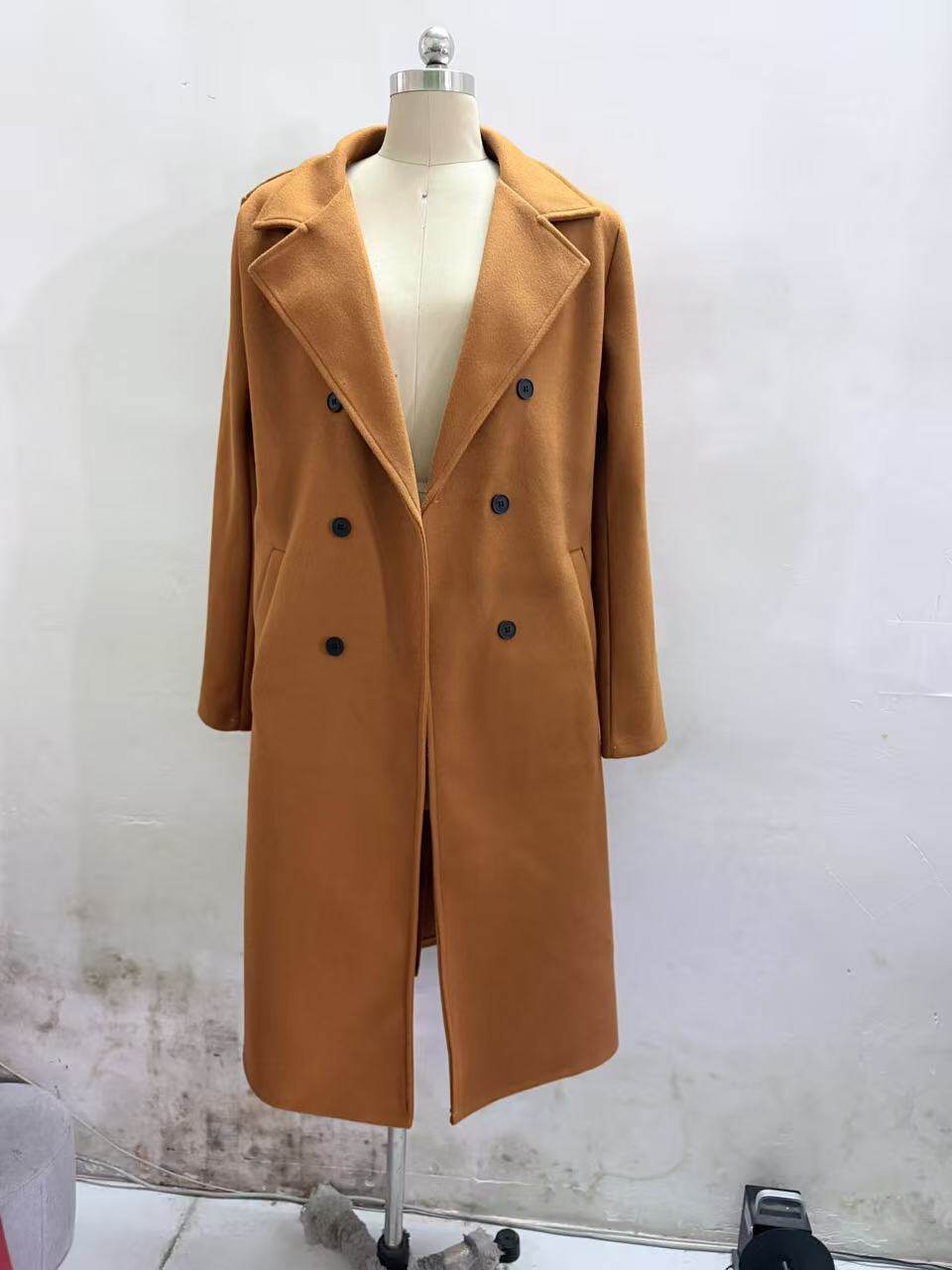 European And American Style Autumn And Winter Double-breasted Long Coat, Simple Business