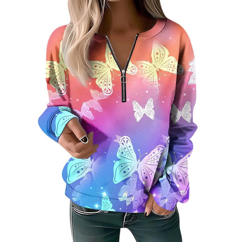European And American Style Women's Long-sleeved Shirt With A Lapel Collar, Circular