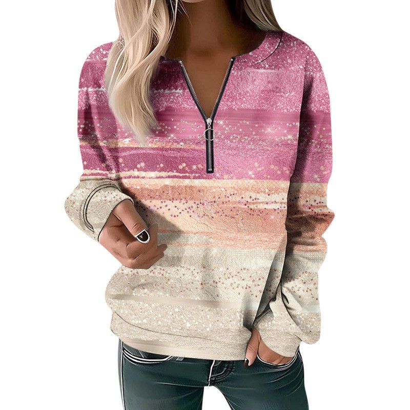 European And American Style Women's Long-sleeved Shirt With A Lapel Collar, Circular