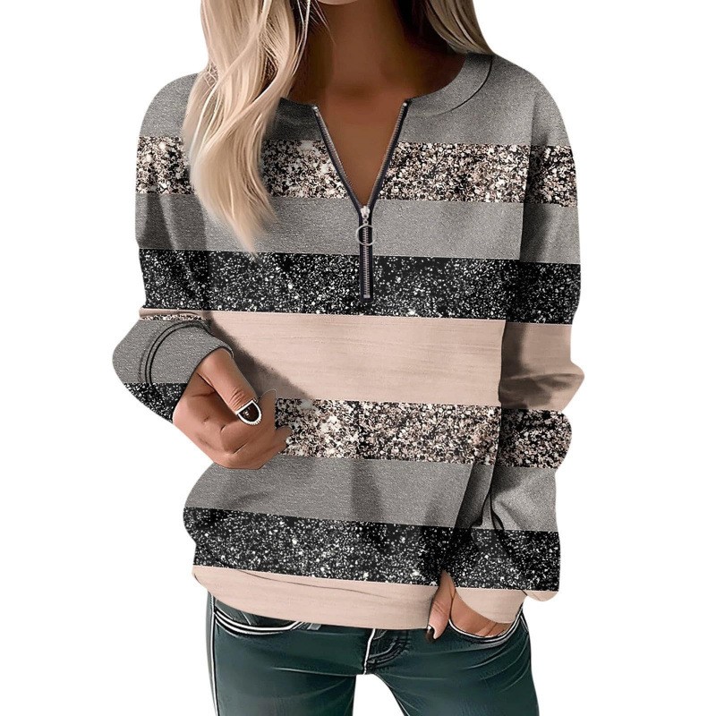European And American Style Women's Long-sleeved Shirt With A Lapel Collar, Circular