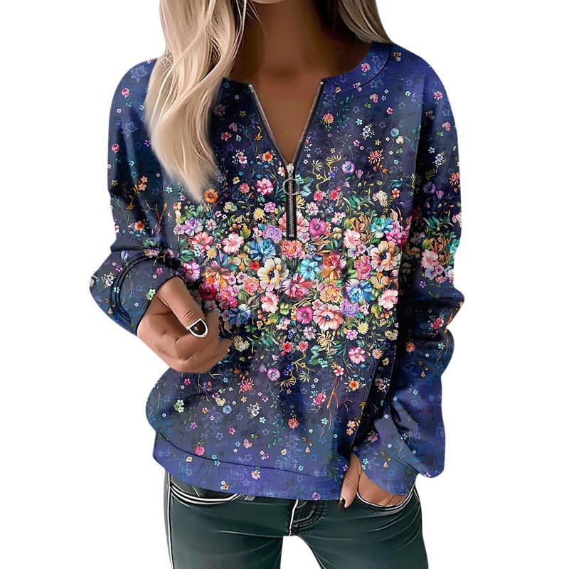 European And American Style Women's Long-sleeved Shirt With A Lapel Collar, Circular