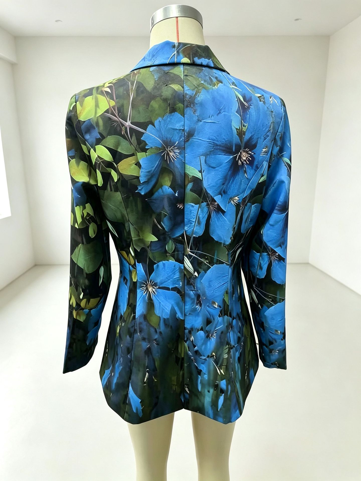 Abrigo nuevo para mujer europea y americana, estampado floral, botonadura sencilla, ceñido a la cintura
