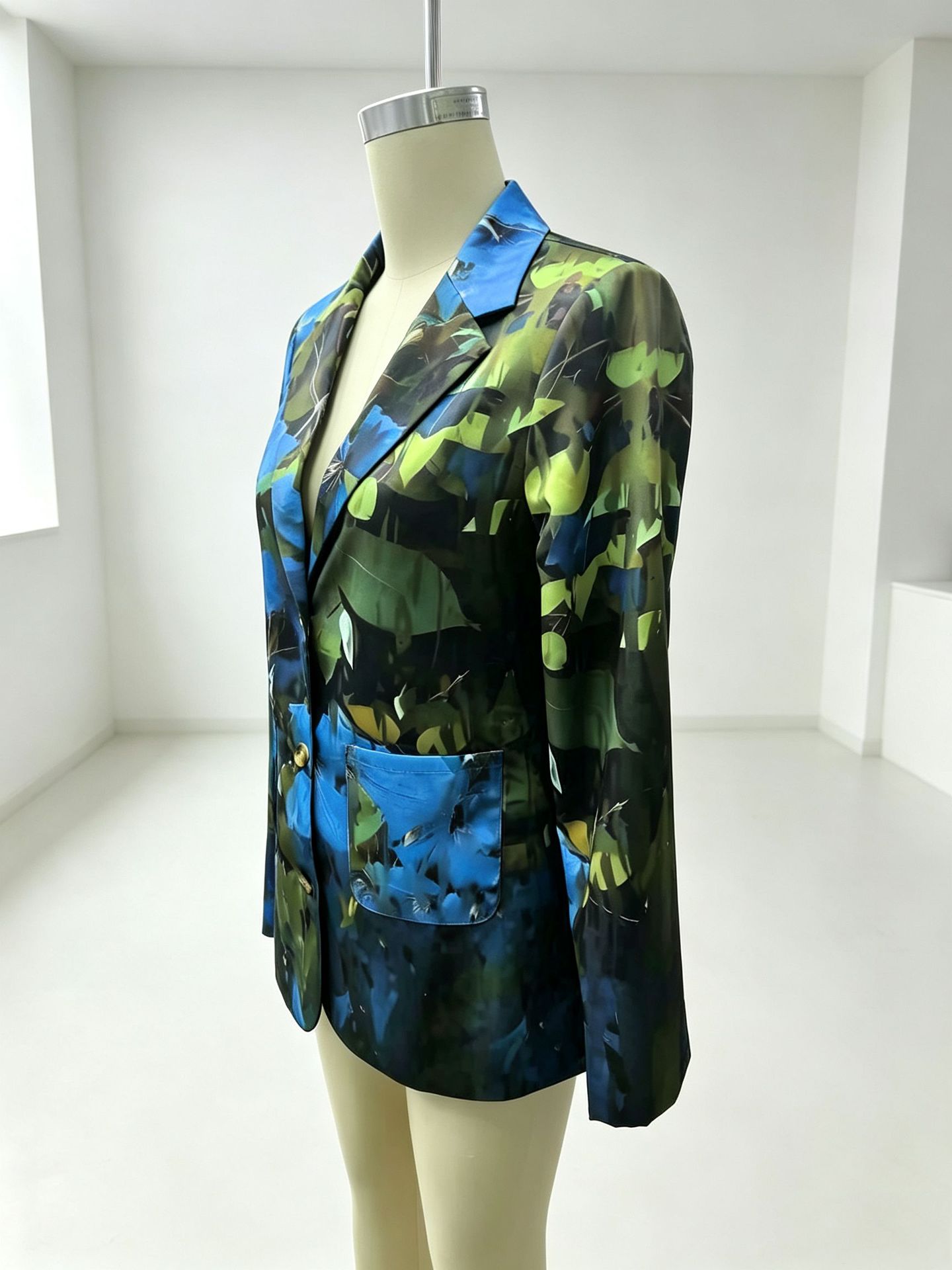 Abrigo nuevo para mujer europea y americana, estampado floral, botonadura sencilla, ceñido a la cintura