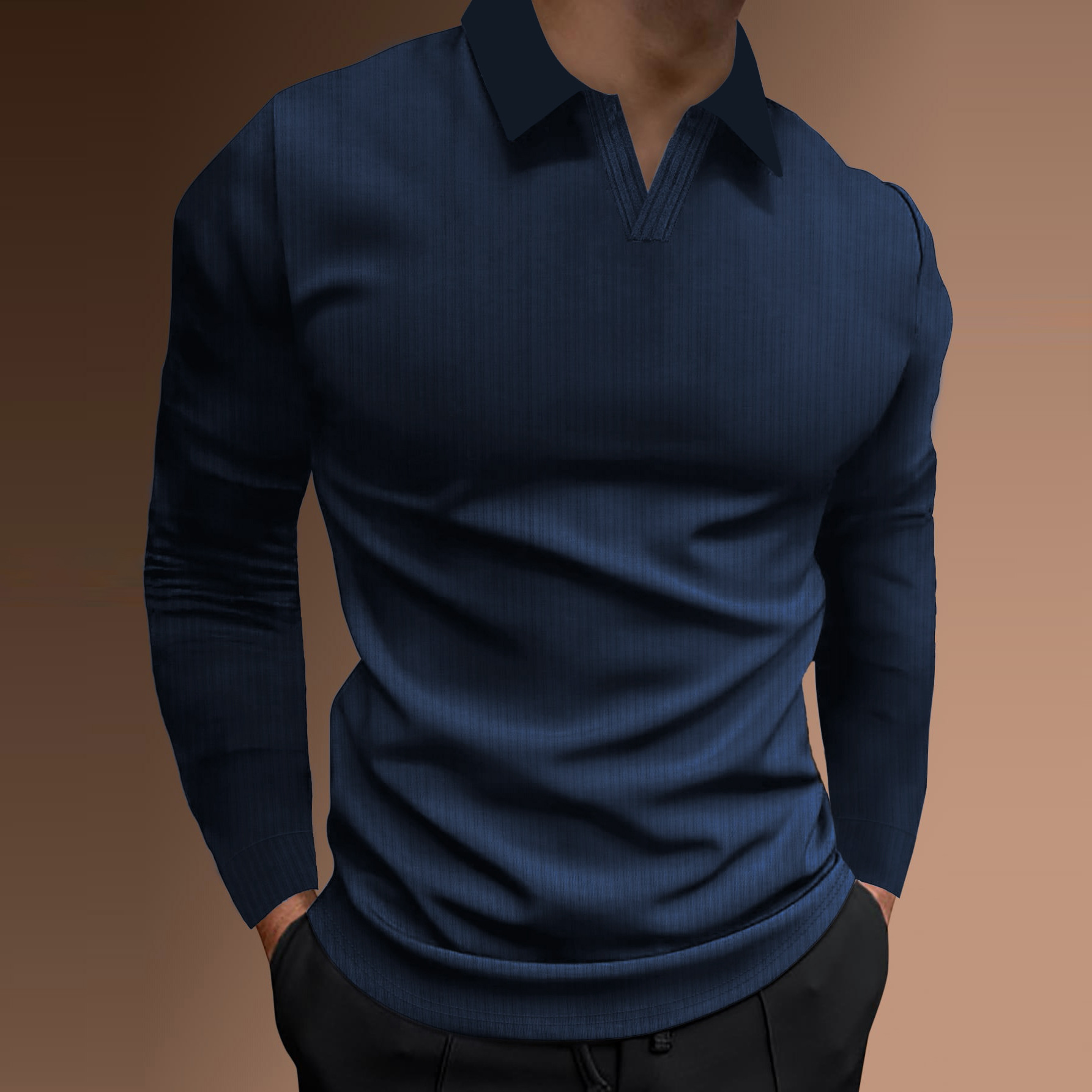 European Size Trade Wish Men's Spring And Autumn Sports Fitness Casual Turn-Down Collar