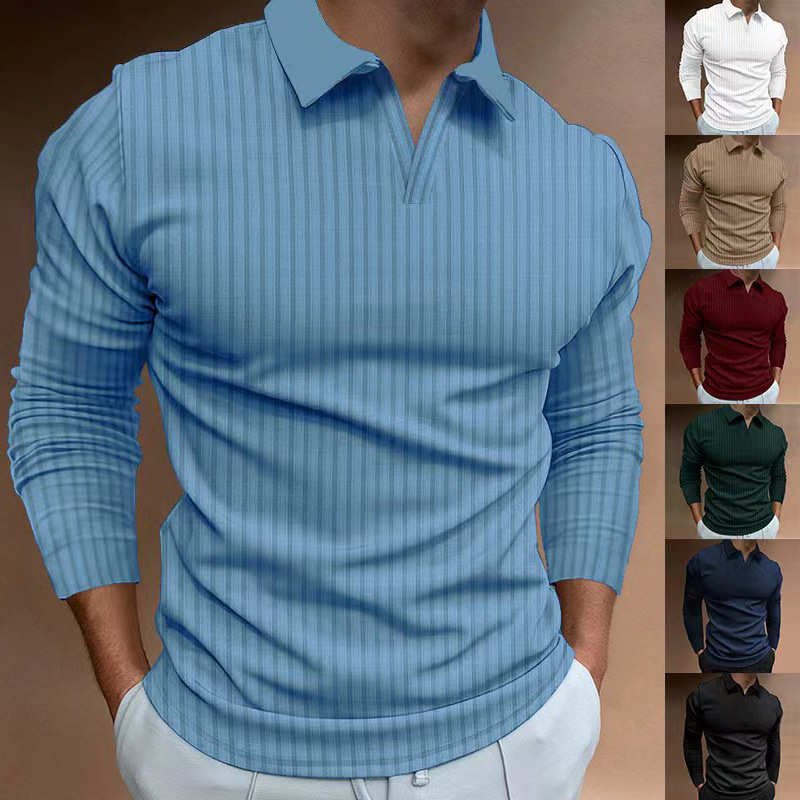 European Size Trade Wish Men's Spring And Autumn Sports Fitness Casual Turn-Down Collar