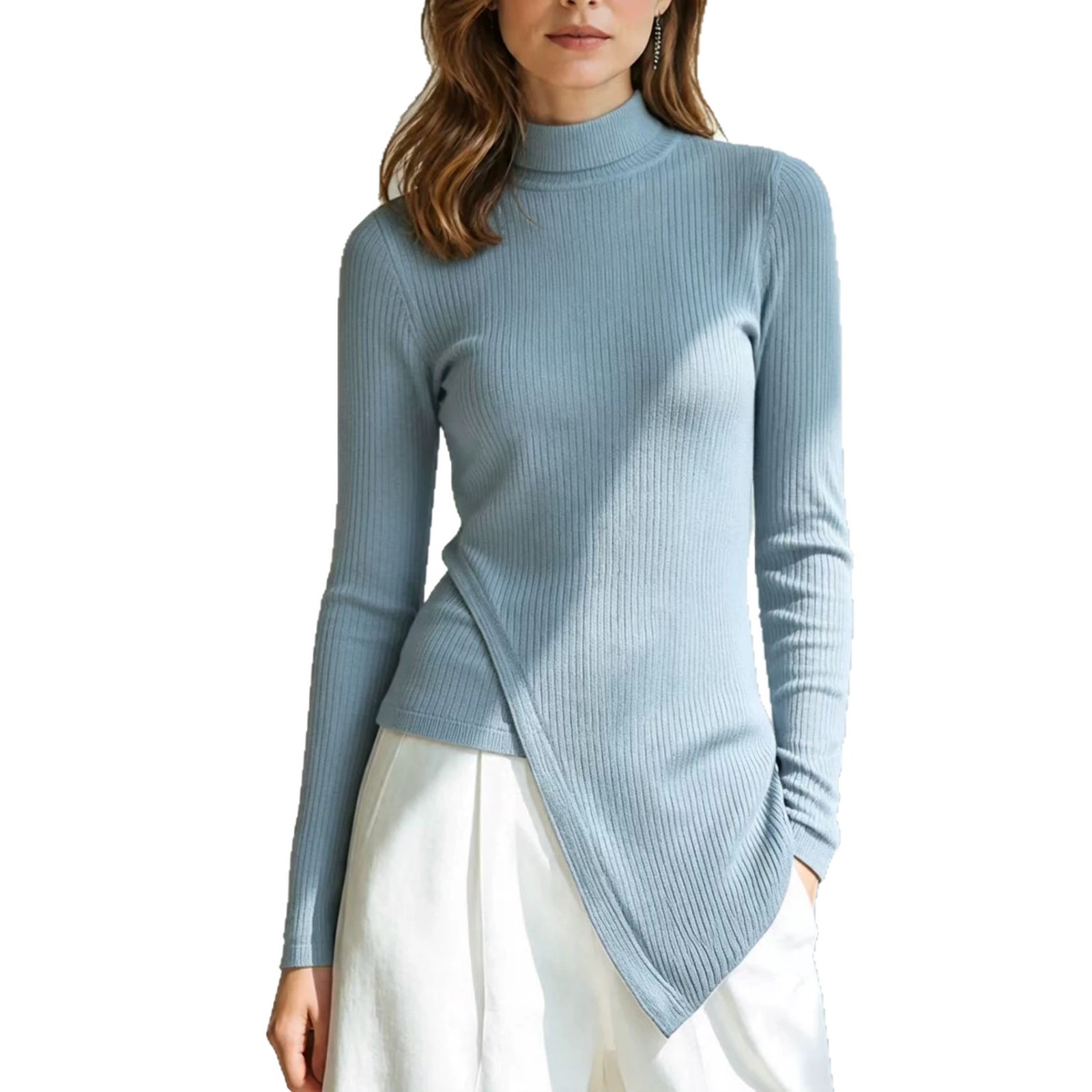 Fallwinter Half-high-neck Knitted Base Layer Top