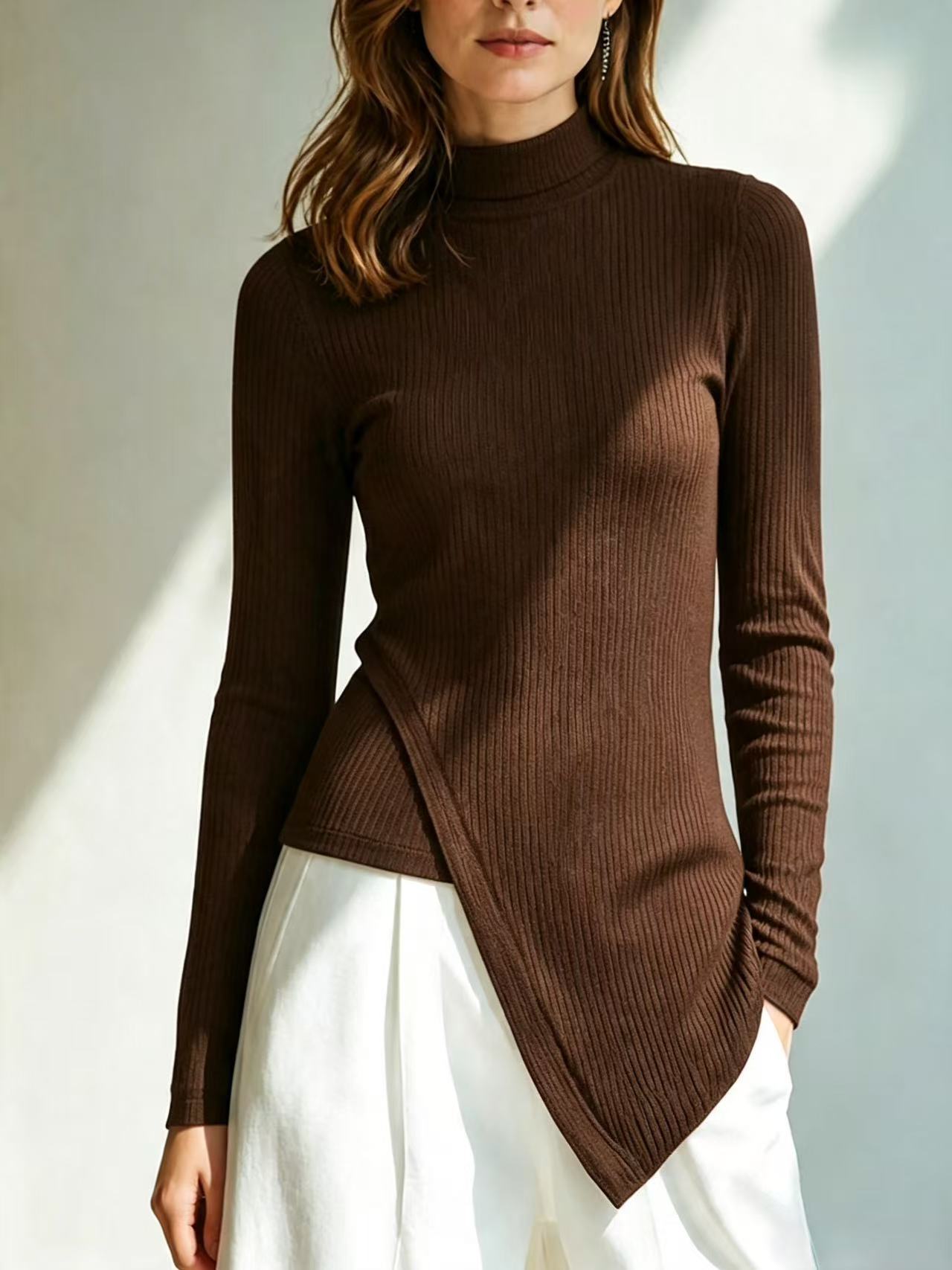 Fallwinter Half-high-neck Knitted Base Layer Top
