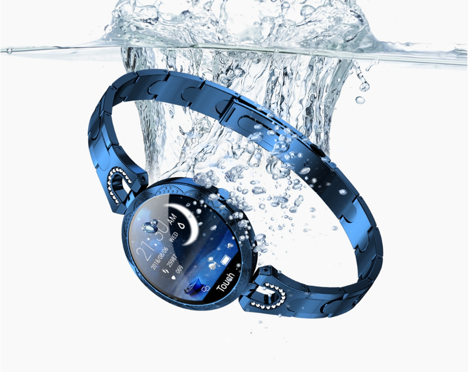 Modische Damen-Smartwatch, wasserdicht, tragbares Gerät, Herzfrequenzmesser, Sport