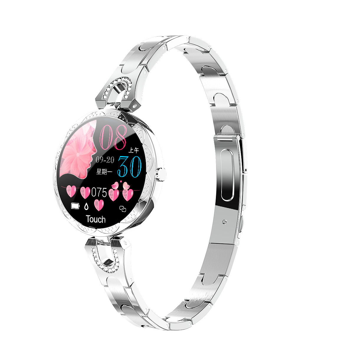 Modische Damen-Smartwatch, wasserdicht, tragbares Gerät, Herzfrequenzmesser, Sport