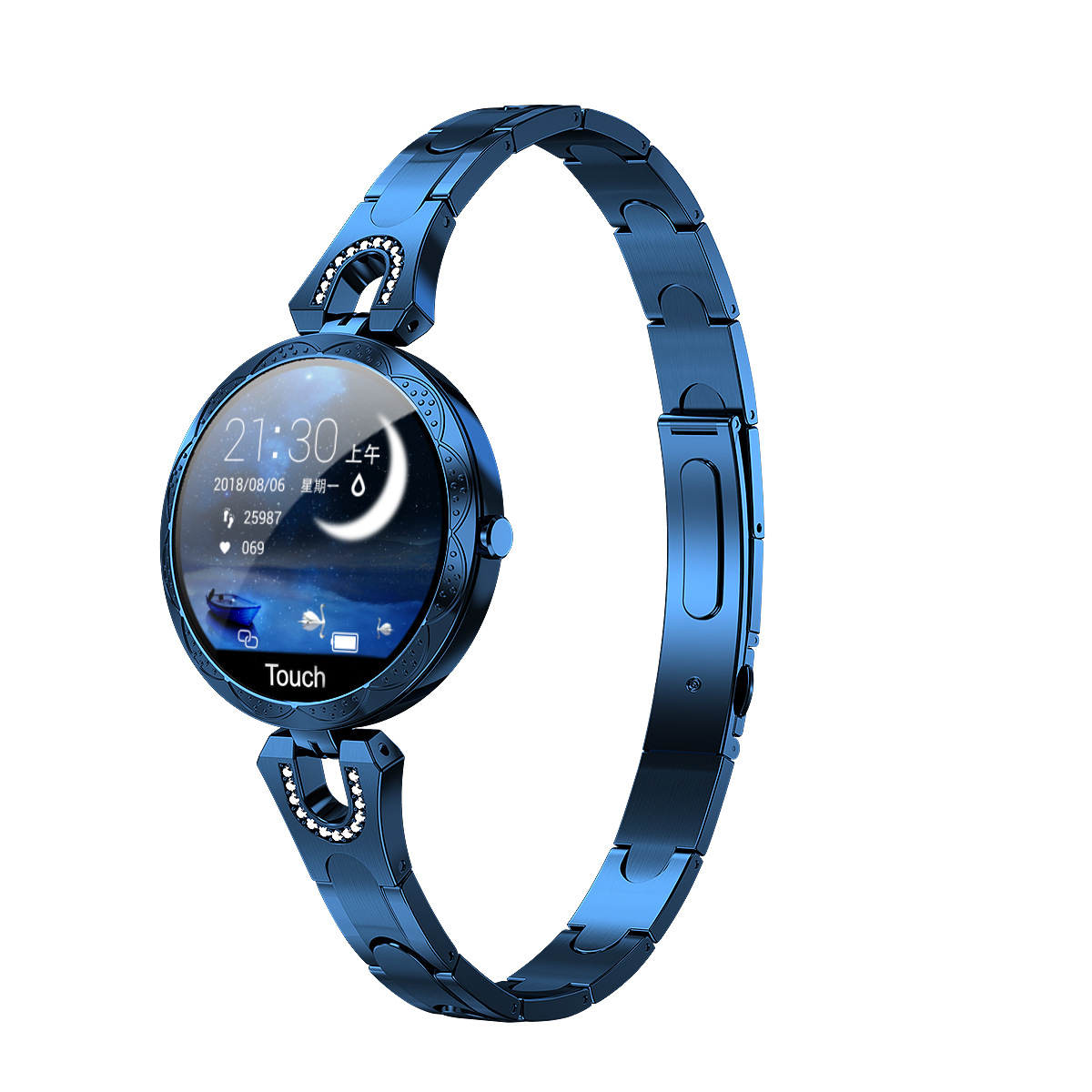 Modische Damen-Smartwatch, wasserdicht, tragbares Gerät, Herzfrequenzmesser, Sport