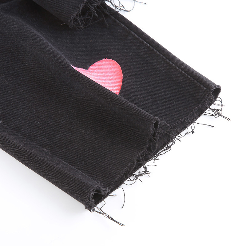 Fashionable love printed jeans