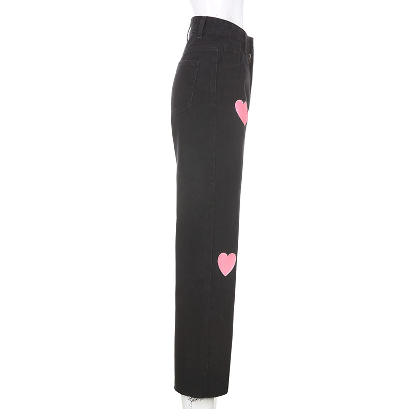 Fashionable love printed jeans