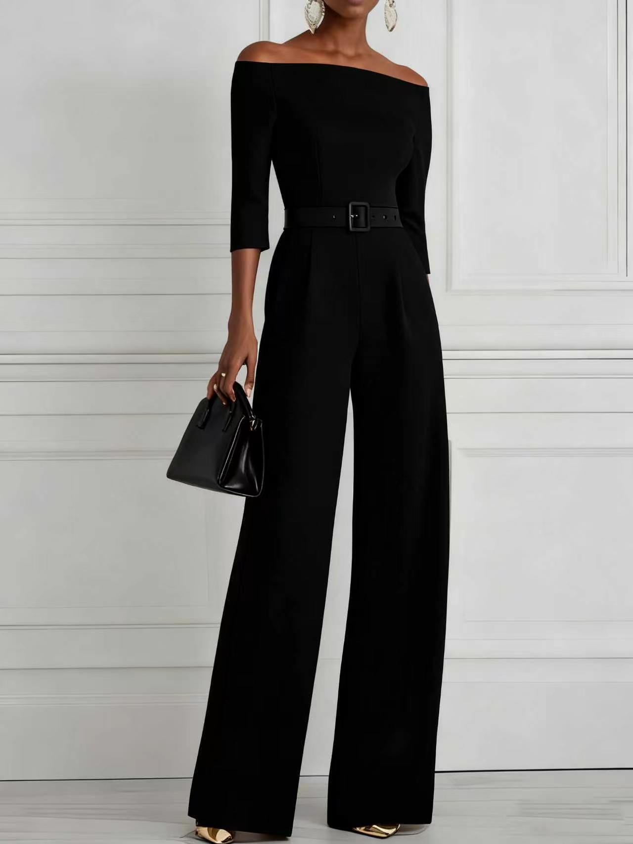 Fashionable Off-the-shoulder Professional Jumpsuit