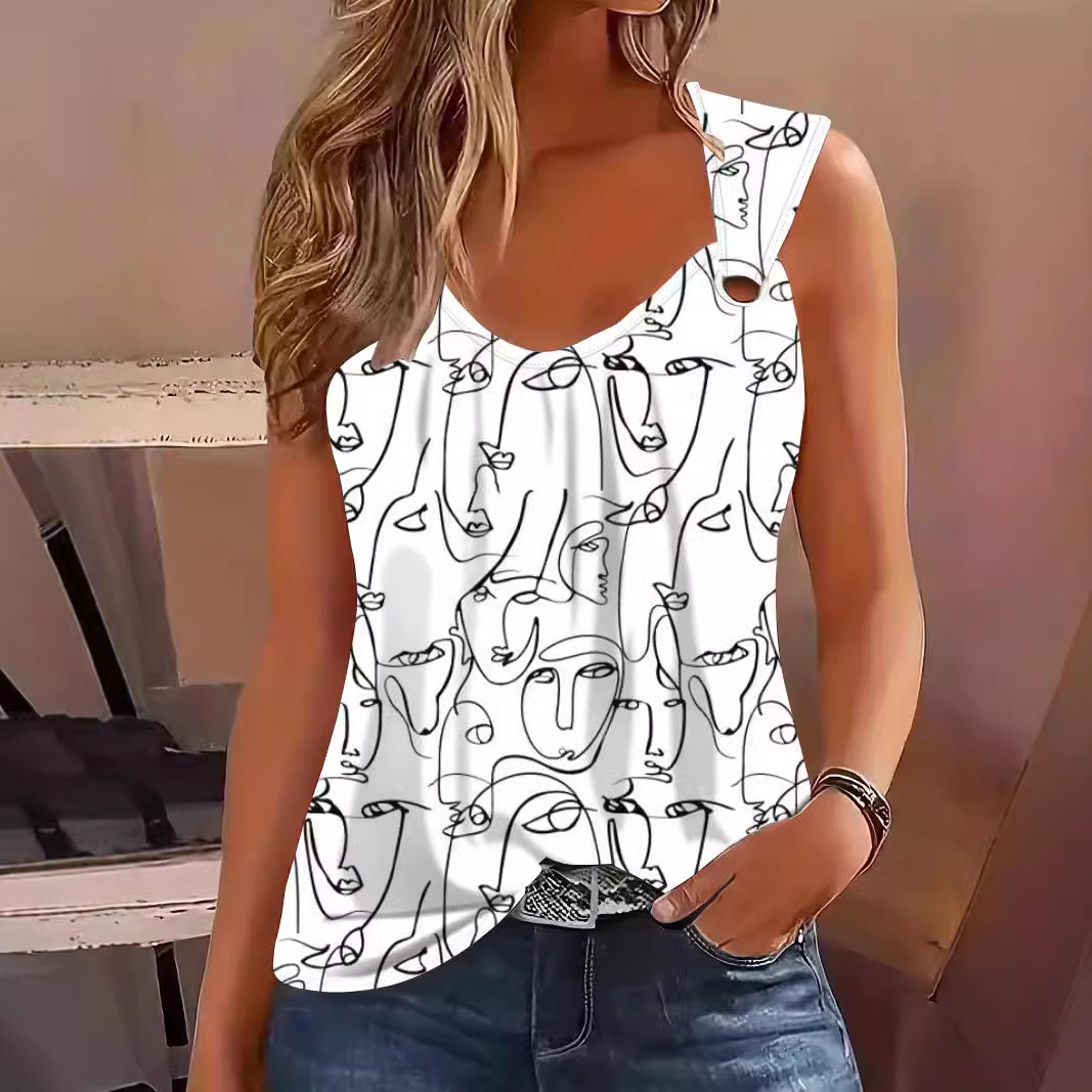 Fashionable Printed 3D Abstract Art Tank Top
