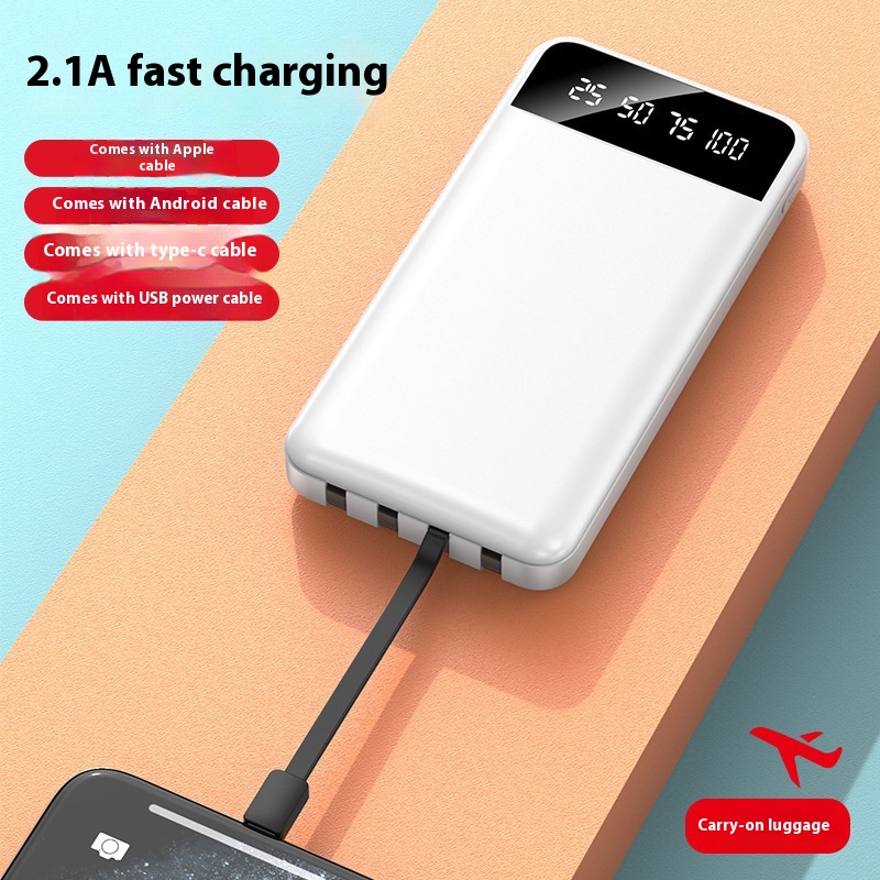 Fast Charge With Cable Power Bank 20000 MA Large Capacity Mobile Supply