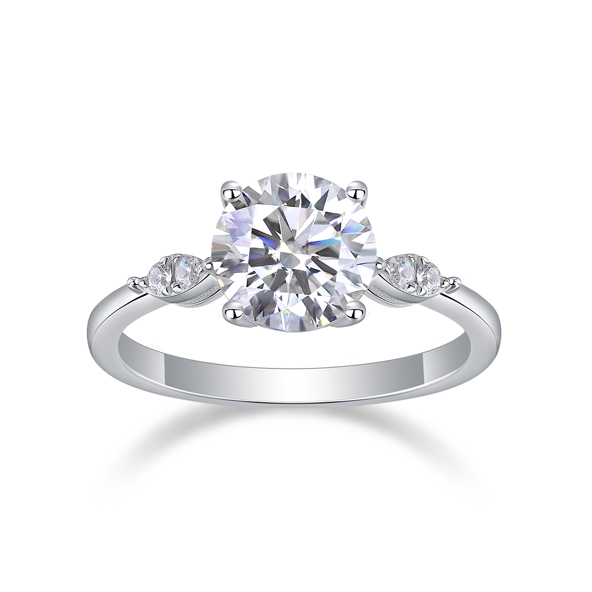 Fish Jumps Over Starlight - A Wedding Ring Set With 2-carat Top-quality Moissanite Silver