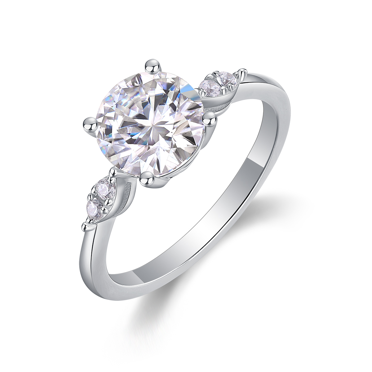Fish Jumps Over Starlight - A Wedding Ring Set With 2-carat Top-quality Moissanite Silver