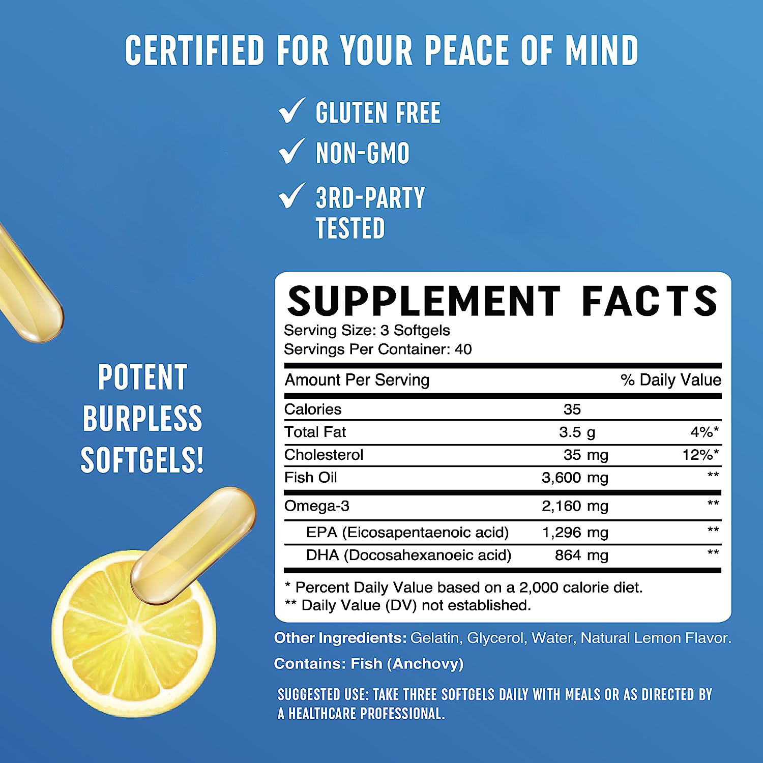 Fish Oil Soft Capsule Lemon Flavor