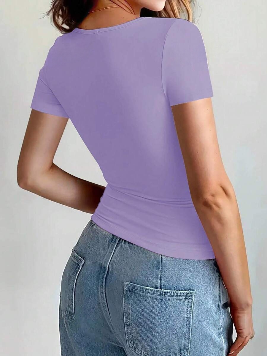 Fitted Crew Neck Cropped Short Sleeve T-Shirt