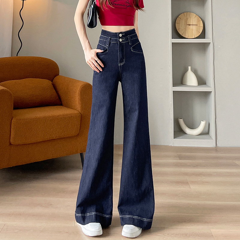 Flared Floor-length Wide-leg Denim Pants