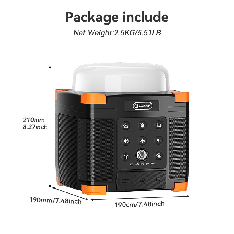 Flashfish FL9-A Multi-function Bluetooth Speaker | 56Wh Power Bank | Camping Light, 360°