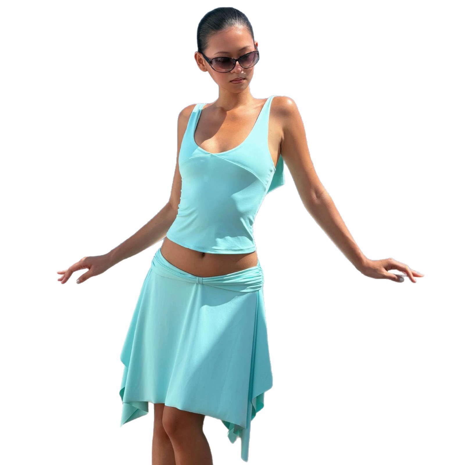 Flowing Hip-covering Figure-flattering Solid-color Beach Skirt