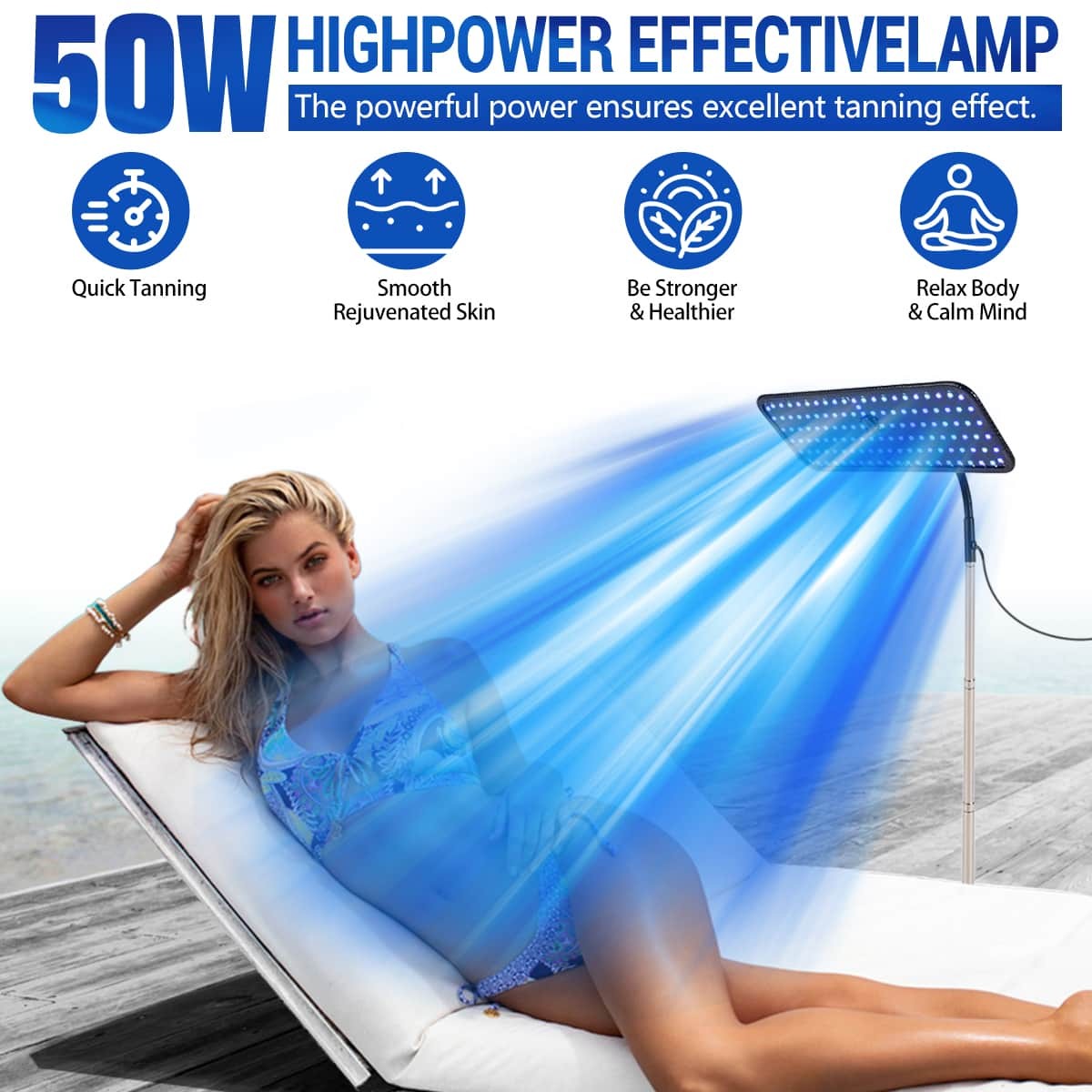 Für zu Hause, Gesichtsbräunungslicht, Gesichts- und Körperbräuner, volle blaue Sonne, Solariumlampe, 50 W