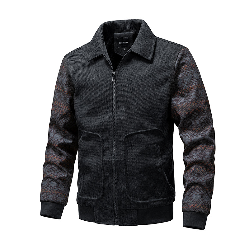 Foreign Trade Autumn And Winter New Casual Splicing Ethnic Style Long-Sleeved Men's Jacket