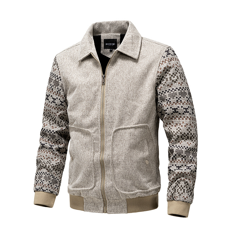 Foreign Trade Autumn And Winter New Casual Splicing Ethnic Style Long-Sleeved Men's Jacket