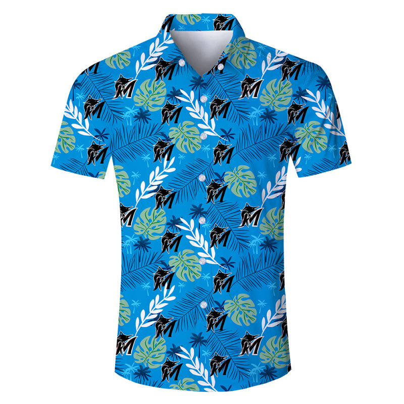 Foreign Trade Hot Casual Lapel Digital Printing Thin Natural Leaves Flower Short Sleeve