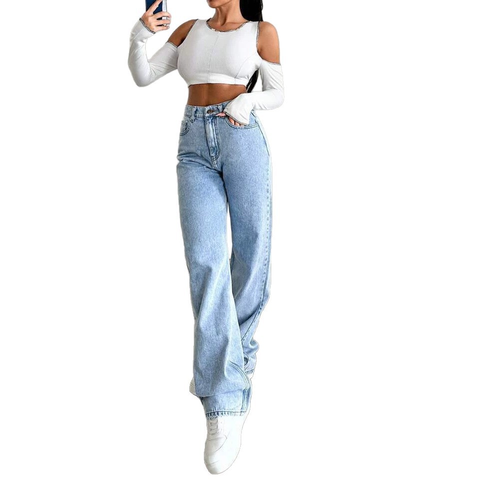 Foreign Trade Independent Site European And American Popular High-waisted Jeans