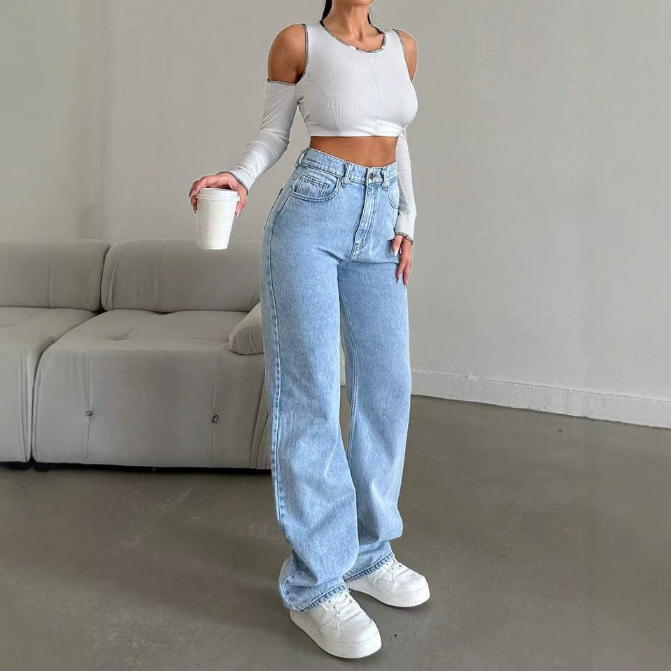 Foreign Trade Independent Site European And American Popular High-waisted Jeans