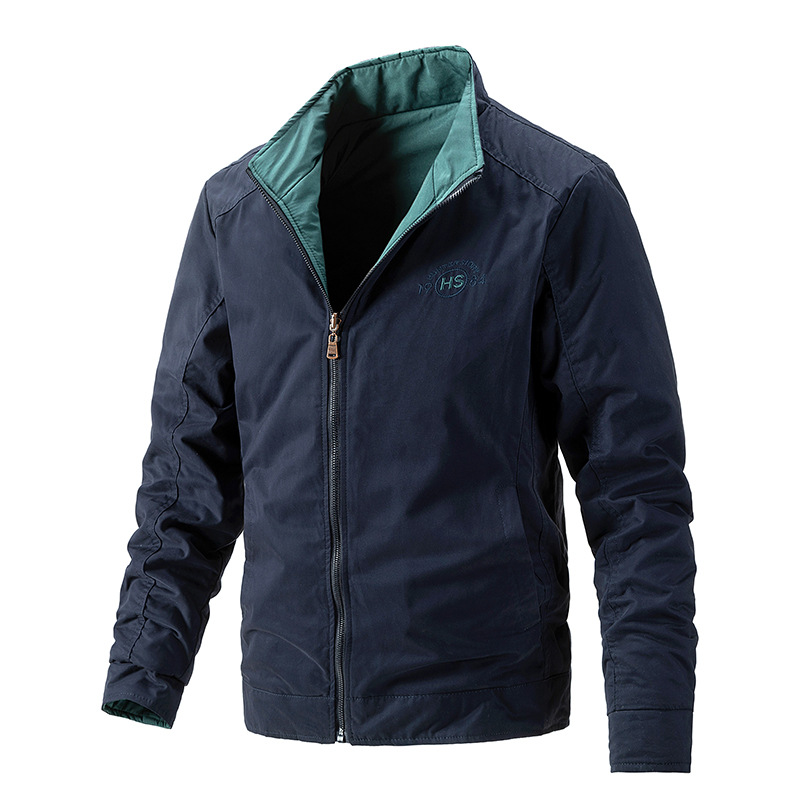 Foreign Trade New Double-sided Washed Jacket Business Casual Spring Men's Coat Stand