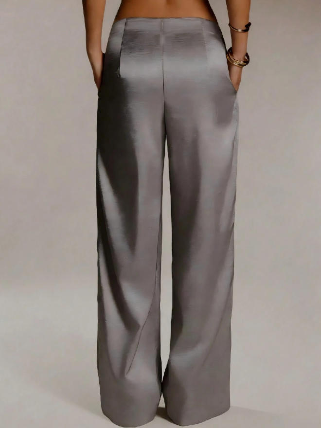 Foreign Trade Women's Clothing, High-End Satin Solid Color Wide-Leg Pants, Drapey Slimming