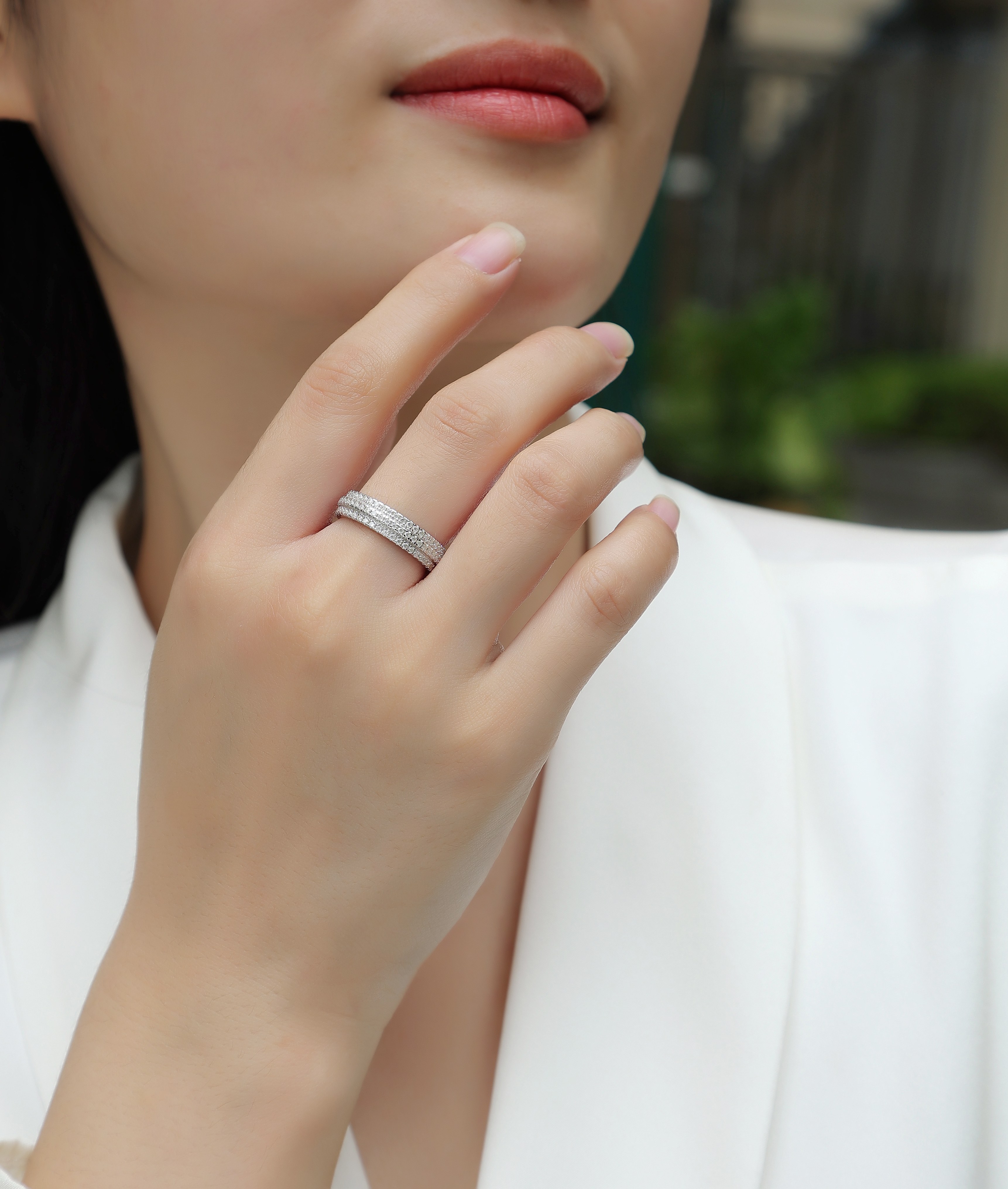 Gentle Melody - A Wedding Ring Set With Top-quality Moissanite Silver And Platinum-plated