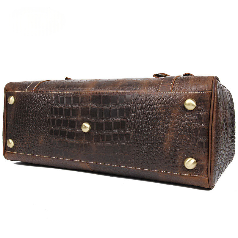 Genuine Leather Travel Bag, Large CapacityCrazy Horse Leather With PatternHandheld